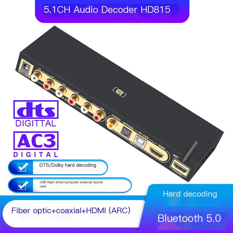 HD Audio Pro Decoder 5.1 with HDMI & Bluetooth - surround sound receiver